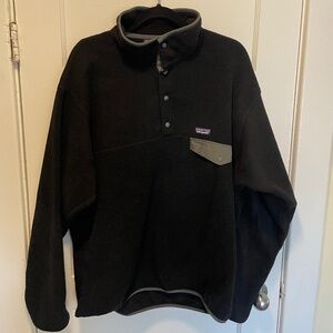 Patagonia Lightweight Synchilla Snap-T Pullover - Size L - Black/Forge Grey